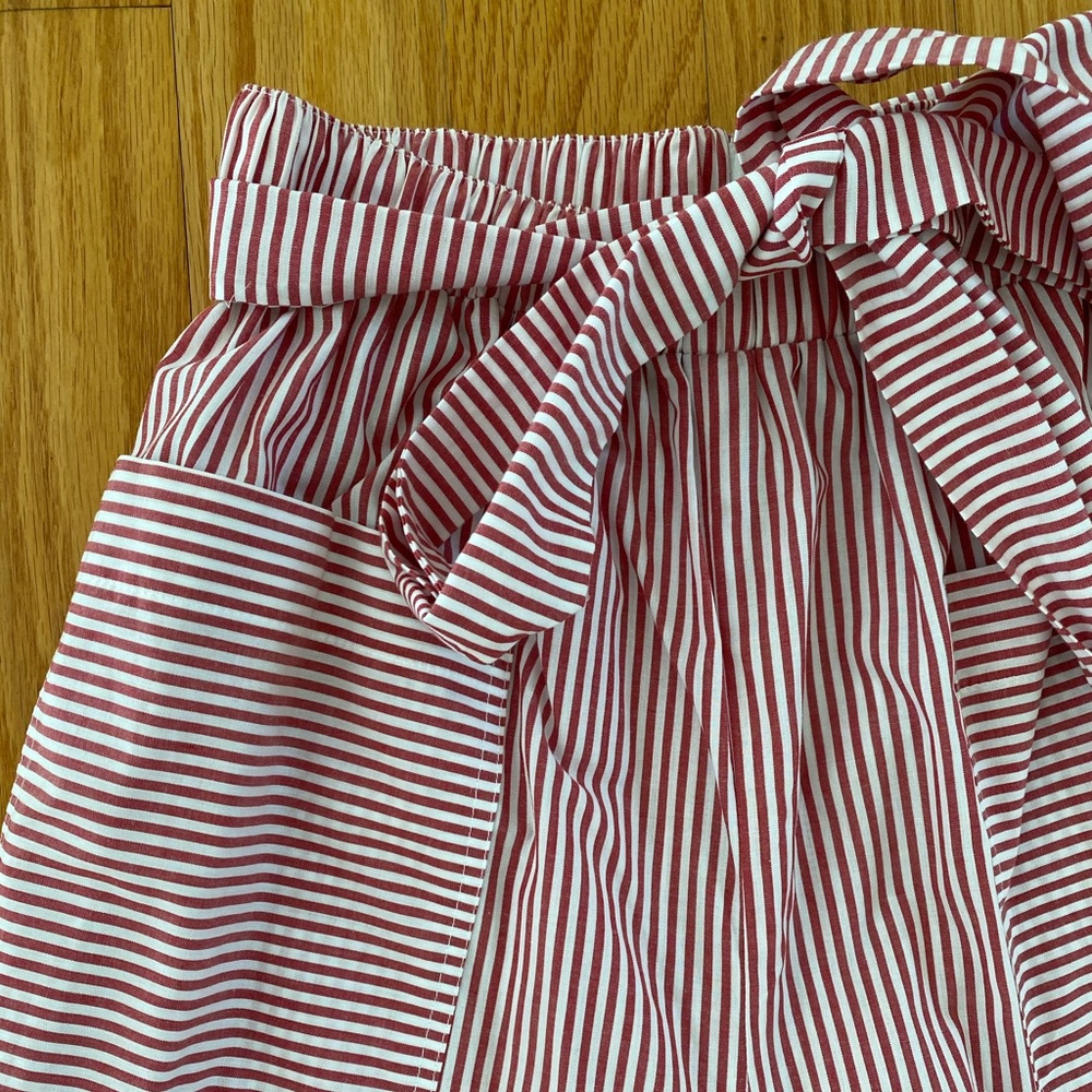 Red and white stripped wide leg pants